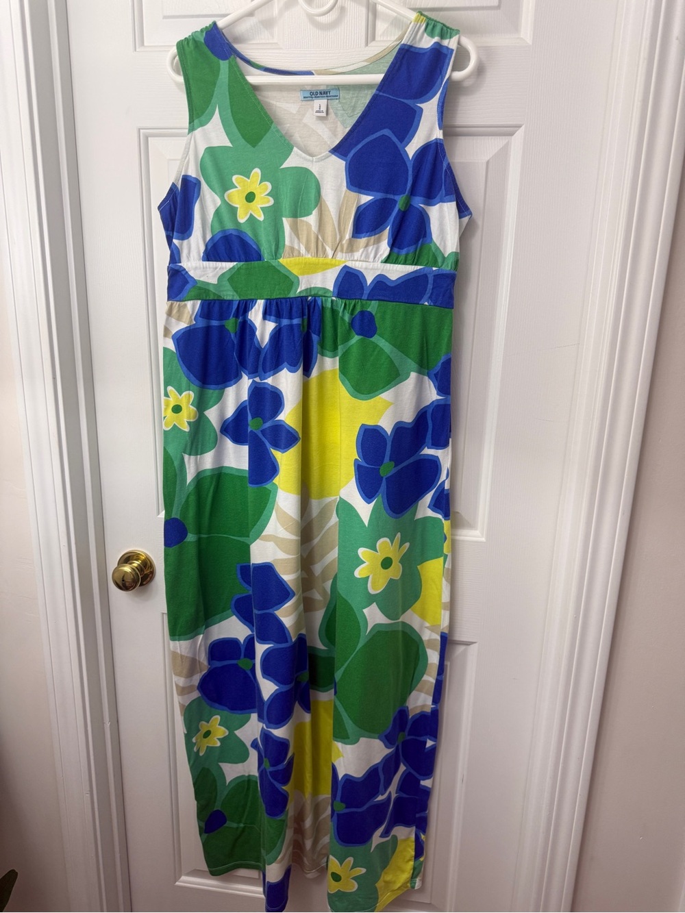Old Navy Maternity Dress in Blue, Green & Cream